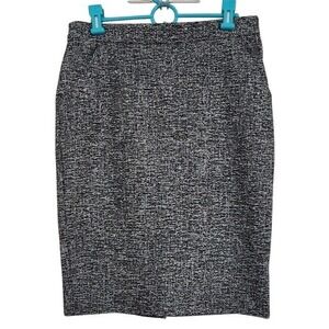 Womens Tweed Pencil Skirt Textured Black Multi Color Business Casual Size M  E41
